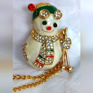 New Multi Crystal Christmas Brooch With Extension